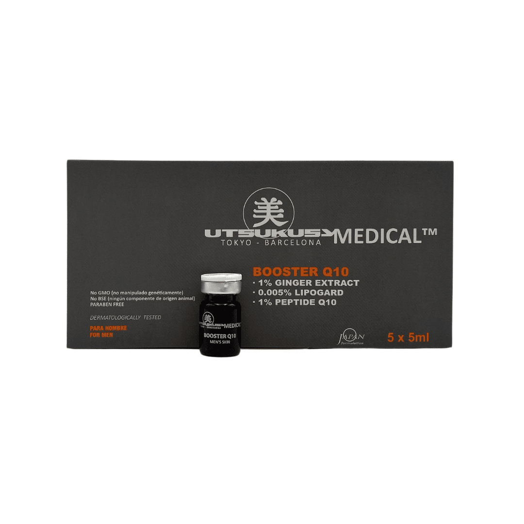 Q10-Booster-steriles-Microneedling-Serum-Ampulle-und-Verpackung